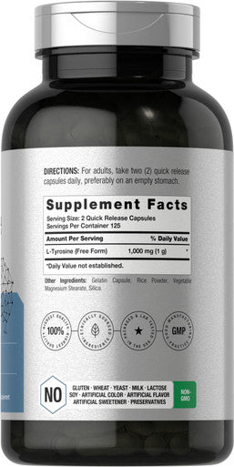 Horbaach L Tyrosine 250 Capsules 1000Mg