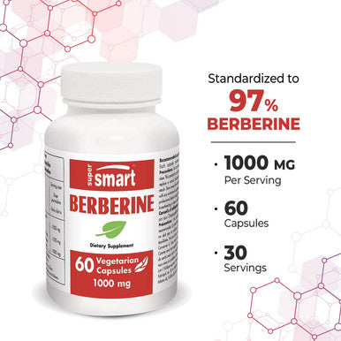Supersmart Berberine 1000 Mg Per Day Berberis Vulgaris Extract Standardized to 97 Berberine Anti Inflammatory Antioxidant Supplement NonGMO Gluten Free 60 Vegetarian Capsules