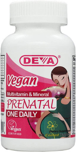 Deva Vegan Vitamins Prenatal Multivitamin & Mineral - One Daily - 90 Vegetarian Tablets - Pack of 2