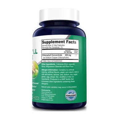 NusaPure Chlorophyll Concentrate 400 mg 150 Vegetarian Caps (Non-GMO & )