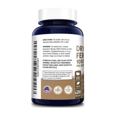 NusaPure Dry Yeast Fermentate 1050mg 200 Veggie Caps (Vegan,Non-GMO & )