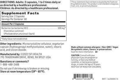 Klaire Labs Berberine Hci 500Mg - Berberine Supplement - Gluten-, Hypoallergenic Berberine Supplement (120 Capsules)