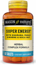 Mason Natural Super Energy with Guarana, Panax Ginseng & Kola Nut - Herbal Complex Formula to Support Optimal Performance & Energy*, 60 Tablets