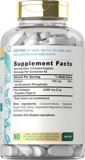 Carlyle Marine Collagen Pills | 250 Caplets | Wild Caught Collagen Peptides | Non-GMO Gluten