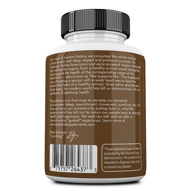 Ancestral Supplements Kidney (High in Selenium, B12, DAO) Supports Kidney, Urinary, Histamine Health (180 Capsules)