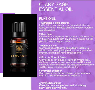 Aromatherapy Clary Sage Essential Oil, Therapeutic Grade Clary Sage Aromatherapy Essential Oil Fragrance, 100% Pure Clary Sage Scent Essential Oil for Diffuser, Humidifier, Massage 0.33 oz - 10ml