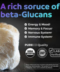 PURE CO Organic Lions Mane Supplement Capsules USDA Organic Mushroom Supplement Capsules with 1000mg Lion's Mane 10:1 Extract per Serving with 30% Polysaccharides Vegan and Non GMO 1 Month Supply