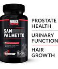 Force Factor Saw Palmetto for Men, Saw Palmetto Extract for Prostate Health, Urinary Function, & Hair Growth, Fast-Acting Formula with BioPerine for Superior Absorption, 60 Capsules