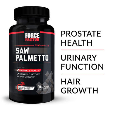 Force Factor Saw Palmetto for Men, Saw Palmetto Extract for Prostate Health, Urinary Function, & Hair Growth, Fast-Acting Formula with BioPerine for Superior Absorption, 60 Capsules