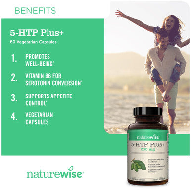 Naturewise 5-Htp 200Mg Mood Support, Natural Sleep Aid Helps Promote Healthy Eating Habits, Easy-To-Digest Delayed Release Capsul