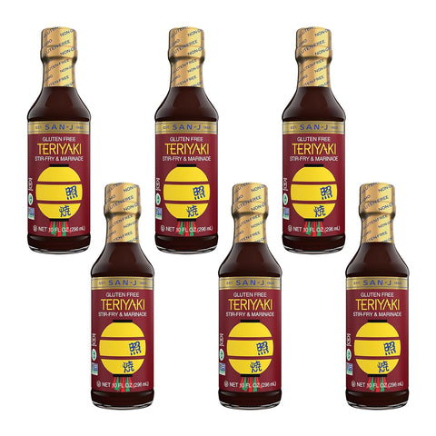 San-J - Spice of Life Variety Pack- Teriyaki, Orange Sauce, Szechuan, Thai Peanut - All Gluten Free Cooking Sauces - Non-GMO - 10 oz. Bottles - 4 Pack
