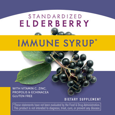 Nature's Way Sambucus Immune Elderberry Syrup, Herbal Supplements with Echinacea, Zinc, and Vitamin C, Gluten Free, Vegetarian, 4 Fl Oz (Packaging May Vary)
