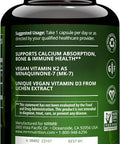 Mrm Nuturition Vegan Vitamin D3 & K2 Bone + Immune Health Made From Lichens Supports Calcium Absorption Vegan + Vegetarian Friendly 60 Servings