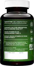 Mrm Nuturition Vegan Vitamin D3 & K2 Bone + Immune Health Made From Lichens Supports Calcium Absorption Vegan + Vegetarian Friendly 60 Servings