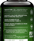 Nutrition Vegan Vitamin D3 & K2 | Bone + Cardiovascular Health | 2500 IU/80mcg | Immune Function | 60 Servings