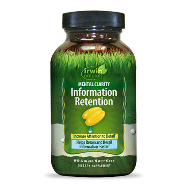 Irwin Naturals Mental Clarity Information Retention - Enhance Attention Retain & Recall Information Faster - Brain Support Supplement With Ashwagandha Ginkgo Rhodiola & Ginseng - 60 Liquid Softgels