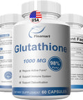 Fleamart Click to see full view Glutathione Supplement 98%+ Highly Purified and Bioavailable Skin Care & Detoxification L Glutathione 1000mg Immune & Liver Support Made in The USA 60 Capsules