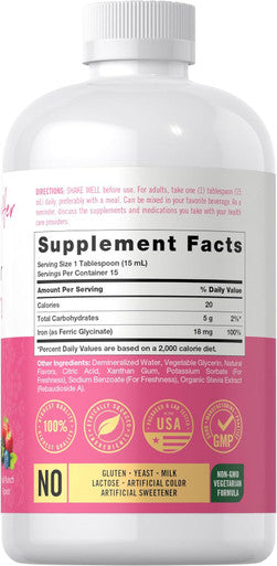 Carlyle Liquid Iron Supplement for Women | 8 fl oz Drops | Fruit Punch Flavor | Vegetarian Non-GMO Gluten