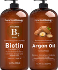 New York Biology Biotin Shampoo for Hair Growth and Thinning Hair with Moroccan Argan Oil Shampoo Thickening Formula for Hair Loss Treatment Moisturizing and Volumizing 16.9 fl Oz