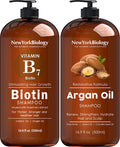 New York Biology Biotin Shampoo for Hair Growth and Thinning Hair with Moroccan Argan Oil Shampoo Thickening Formula for Hair Loss Treatment Moisturizing and Volumizing 16.9 fl Oz