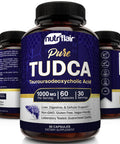 NutriFlair Pure TUDCA 1000mg, 60 Capsules - Premium Quality Tauroursodeoxycholic Bile Salts - Liver, Kidney, Gallbladder Support, Detox, Cleanse - Non-GMO,