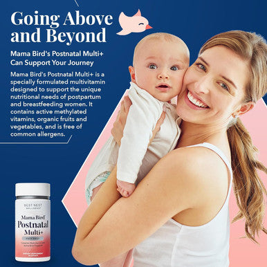 Best Nest Wellness Mama Bird Postnatal Vitamins for Breastfeeding and Postpartum Whole Food Organic Blend Methylated Vitamins Vegan Once Daily 30 Ct
