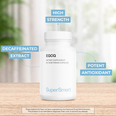 Supersmart Sunphenon EGCg 480 mg Per Day Extract of Green Tea 20 Times Stronger Than Vitamin E Antioxidant Brain Supplement NonGMO Gluten Free 60 Vegetarian Capsules