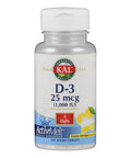 Kal Vitamin D-3 1000 Iu | Natural Lemon Flavor Activmelt Micro Tablets | Healthy Immune Function & Bone Support | 100Ct