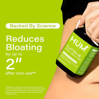 Hum Flatter Me Digestive Enzymes Bloating Supplement - Fast-Acting Bloat Relief For Digestive Health & Debloating Multi Enzyme Bloat Pills, Anti Bloat Pills, Vegan 60 Servings