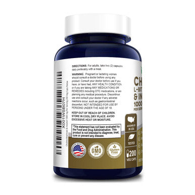 NusaPure Choline & Inositol 1000mg - 200 Veggie Caps (100% Vegetarian, Non-GMO & Gluten-Free)