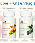 Fruits And Veggies - Whole Food Supplement With Superfood Fruits And Vegetables - Packed With Superfoods - 90 Fruit Capsules - 90 Veggie Capsules