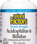 Natural Factors Acidophilus Bifidus Double Strength Probiotic and Prebiotic Formula 180 Capsules