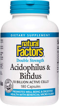 Natural Factors Acidophilus Bifidus Double Strength Probiotic and Prebiotic Formula 180 Capsules