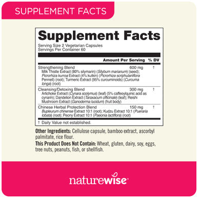 Naturewise Liver Detox Cleanse Supplement (60 Servings) Triple Repair Formula With Milk Thistle, Turmeric, Reishi & Kudzu To Enco
