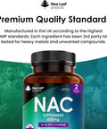 Nac N-Acetyl-Cysteine 600Mg (Per Serving) N-Acetyl Cysteine Nutritional Supplements 120 Nac Tablets - Nac Supplement High Bioavailability Amino Acid - Vegan Friendly - Made In Uk By Leaf