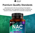 Nac N-Acetyl-Cysteine 600Mg (Per Serving) N-Acetyl Cysteine Nutritional Supplements 120 Nac Tablets - Nac Supplement High Bioavailability Amino Acid - Vegan Friendly - Made In Uk By Leaf