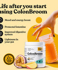 Colonbroom Psyllium Husk Powder (Tropical Fruits, 120 Servings) - Colon Cleanse For Bloating Relief & Gut Health - Colon Broom Fiber Powder Drink - Vegan, Gluten Fiber Powder Supplement
