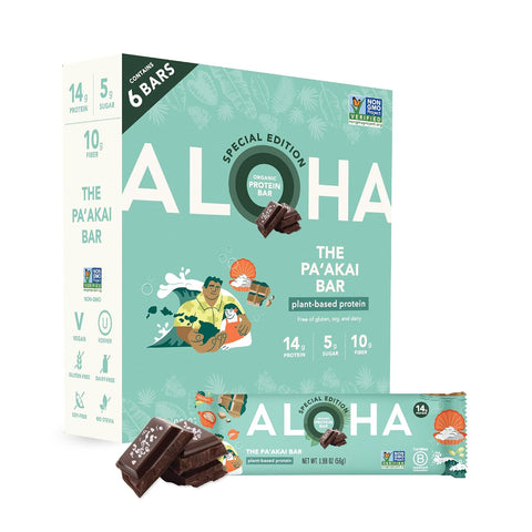 Aloha Organic Plant Based Protein Bars Chocolate Chip Cookie Dough, 1.98 Oz,(Pack of 12)