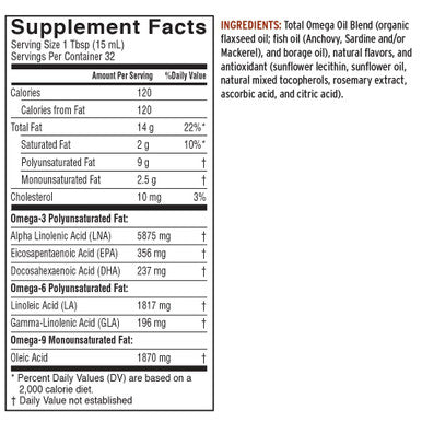Barleans Master Blend Total Omega 369 Lemonade Flavor Oil Supplement with 6468mg of Omega 3 EPA/DHA/ALA Vegan Non GMO Gluten Free 16Ounce