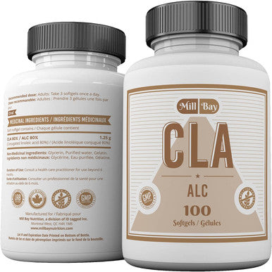 Mill Bay CLA Conjugated Linoleic Acid - Safflower Oil Supplement. 100 Softgel Capsules (1250 mg)