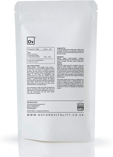 Zinc Picolinate Tablets | Supplements for Skin, Hair, Nails, Bones & Vision Health | Oxford Vitality