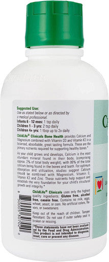 ChildLife Clinicals Bone Health, Kids Vitamins - Vitamin D, Magnesium, Vitamin K2, All-Natural, Gluten-Free, Supports Healthy Bone Growth, Calcium Supplement for Kids - Orange Flavor, 16 Fluid Ounces