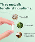 Hey Nutrition Vitamin D3 & K2 MK-7-100ug Each with MCT Oil - Suitable for Vegetarians - Support Healthy Bones Teeth Muscles Immune Function and Fatigue - Non-GMO 60 Vegetarian Capsules