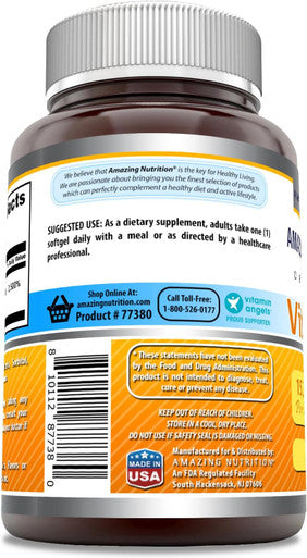 Amazing Nutrition Formulas Vitamin D3 Supplement | 15000 IU Per Serving | Softgels | Non-GMO | Gluten | Made in USA (180 Count)