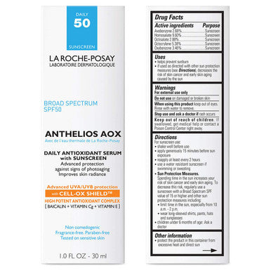 La Roche Posay Anthelios Aox Daily Antioxidant Serum With Spf Face Moisturizer With Sunscreen And Vitamin C & E Oil Free Face Sunscreen For Sensitive Skin Moisturizing Sun Protection