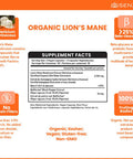 Organic Lions Mane Mushroom Capsules - Nootropic Brain Supplement for Strong Cognitive Support, Intense Focus, Memory Booster for Mental Clarity - Lions Mane Mushroom Supplement - Lion's Mane 90 Count