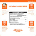 Organic Lions Mane Mushroom Capsules - Nootropic Brain Supplement for Strong Cognitive Support, Intense Focus, Memory Booster for Mental Clarity - Lions Mane Mushroom Supplement - Lion's Mane 90 Count