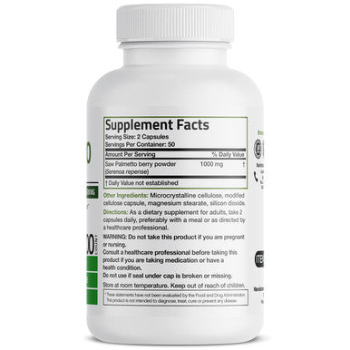 Bronson Saw Palmetto 1000 MG Extra Strength Supports Healthy Prostate Function & Urinary Health Support - Non GMO, 100 Vegetarian Capsules