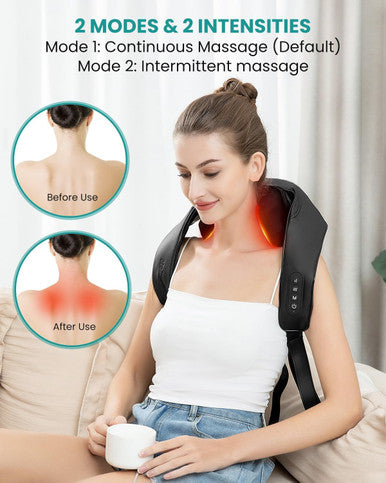 Nekteck Neck Massager, Cordless 6D Shiatsu Neck And Back Massager, Neck Massager For Pain Relief Deep Tissue, Ideal For Men And Women, Ideal For Home, Office And Car, With Heat, Black