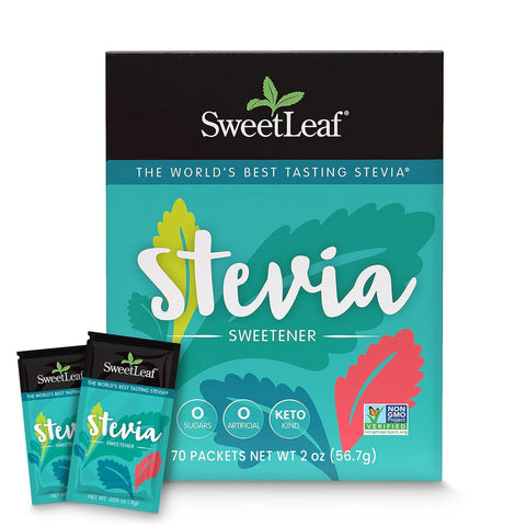 SweetLeaf Stevia Powder Packets Zero Calorie Sweetener with Stevia Leaf Extract No Artificial Sweetener Additive Sugar Keto Friendly Non GMO Gluten 70 Packets (Pack of 1)